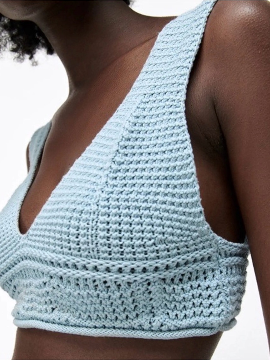 Zara Light Blue Crochet Crop Top